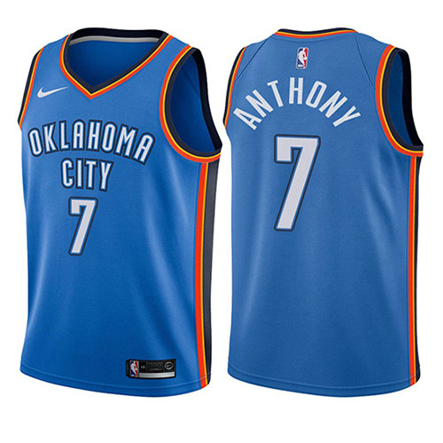 Camiseta Carmelo Anthony 7 Oklahoma City Thunder Icon 2017-18 Azul Nino