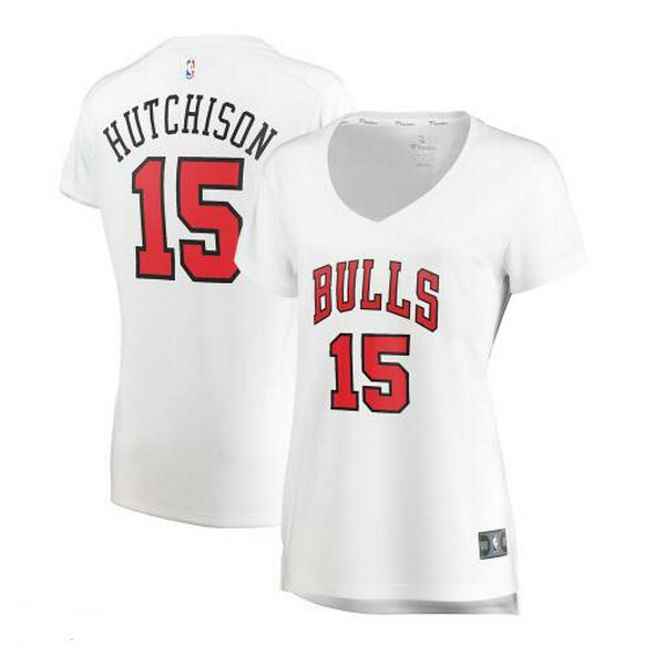 Camiseta Chandler Hutchison 15 Chicago Bulls association edition Blanco Mujer