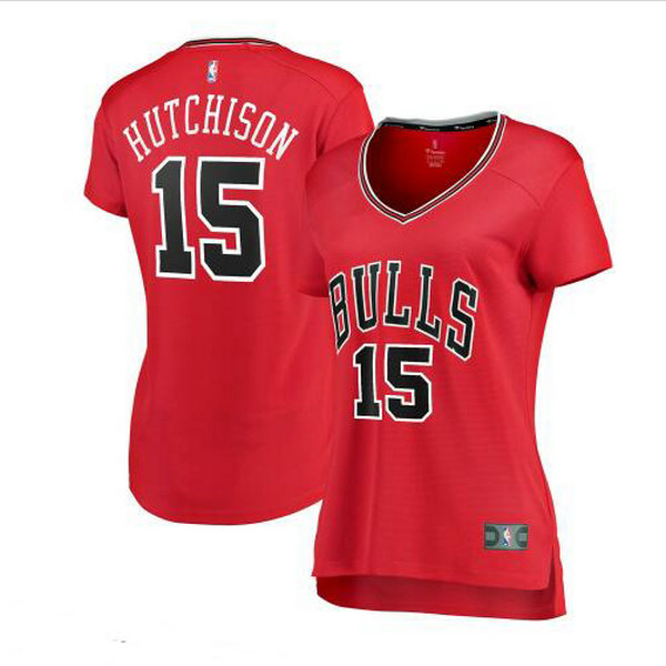 Camiseta Chandler Hutchison 15 Chicago Bulls icon edition Rojo Mujer