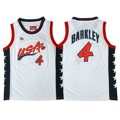 Camiseta Charles Barkley 4 USA 1996 Blanco Hombre
