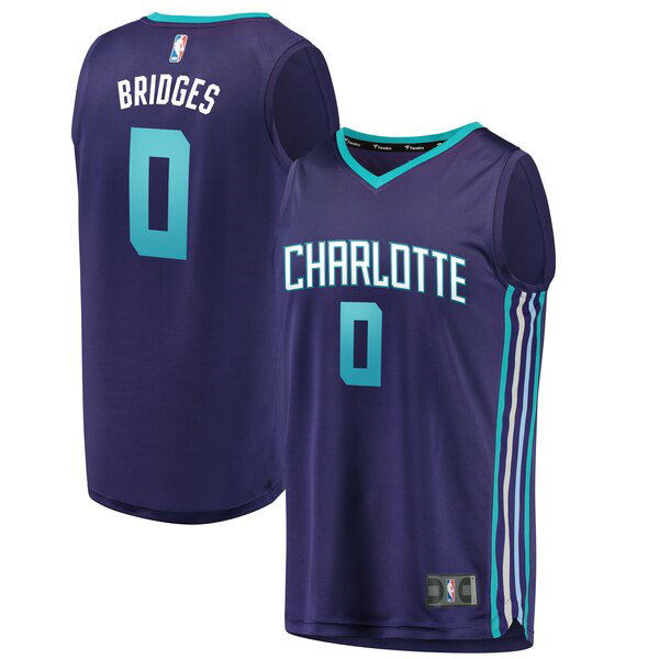 Camiseta Miles Bridges 0 Charlotte Hornets 2019 Púrpura Hombre