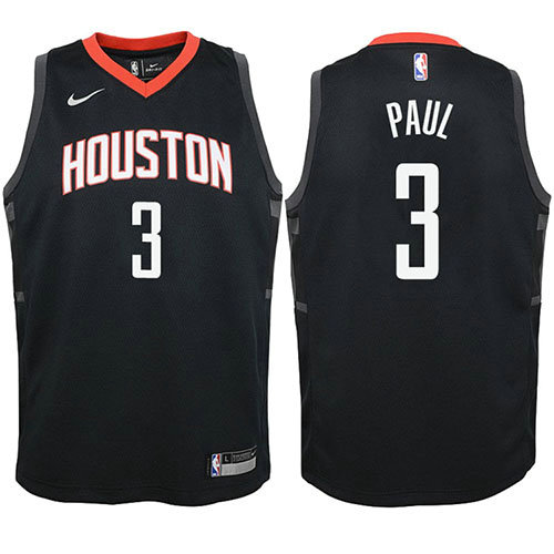 Camiseta Chris Paul 3 Houston Rockets Statehombret 2017-18 Negro Nino