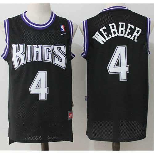 Camiseta Chris Webber 4 Sacramento Kings Retro Negro Hombre