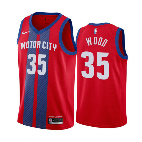 Camiseta Christian Wood 35 Detroit Pistons 2019-20 City Edition Rojo Hombre