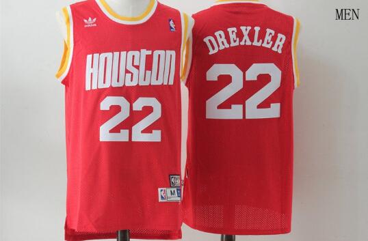 Camiseta Clyde Drexler 22 Houston Rockets Baloncesto rojo Hombre