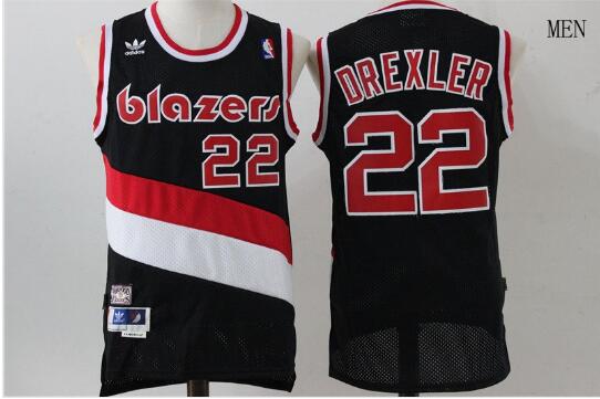 Camiseta Clyde Drexler 22 Portland Trail Blazers Baloncesto Negro Hombre