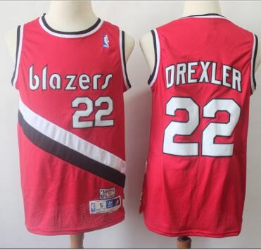 Camiseta Clyde Drexler 22 Portland Trail Blazers Throwback rojo Hombre