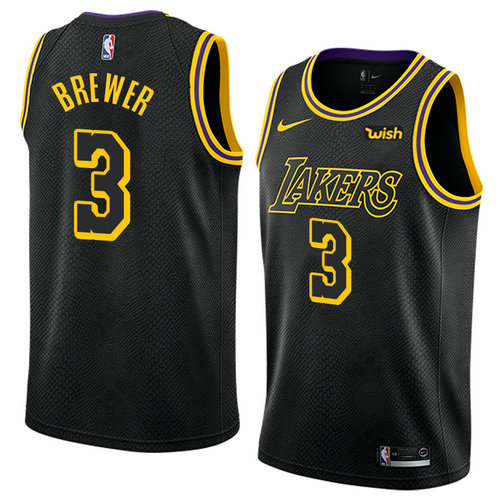 Camiseta Corey Brewer 3 Los Angeles Lakers Ciudad 2018 Negro Hombre