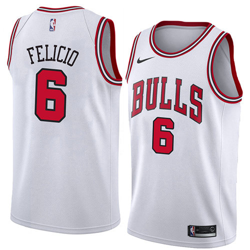 Camiseta Cristiano Felicio 6 Chicago Bulls Association 2018 Blanco Hombre