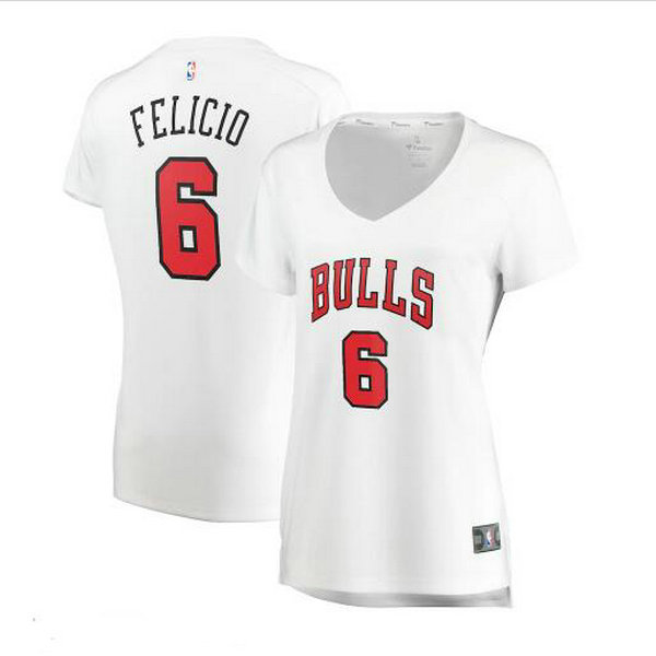 Camiseta Cristiano Felicio 6 Chicago Bulls association edition Blanco Mujer
