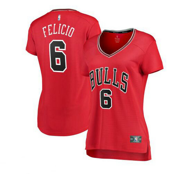 Camiseta Cristiano Felicio 6 Chicago Bulls icon edition Rojo Mujer