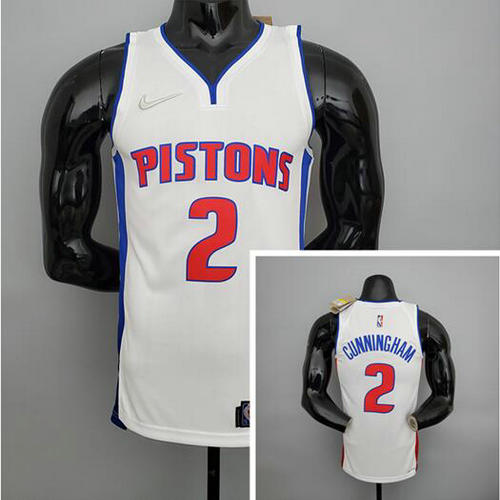 Camiseta Cunningham 2 Detroit Pistons 75 aniversario blanco Hombre
