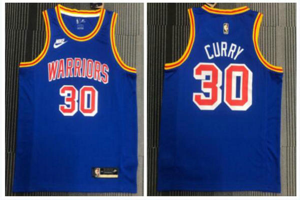 Camiseta Curry 30 Golden State Warriors 75 aniversario retro Azul marino Hombre