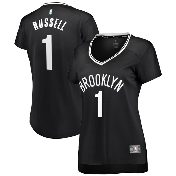 Camiseta D'Angelo Russell 1 Brooklyn Nets Réplica Negro Mujer