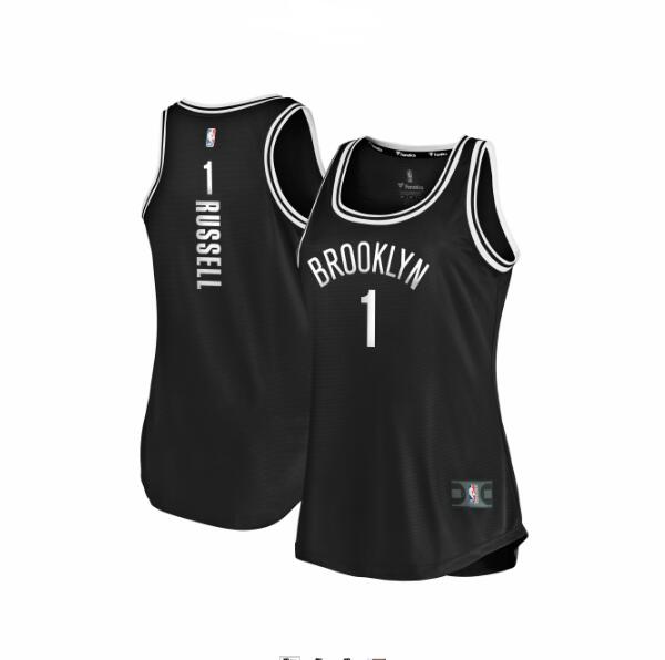 Camiseta D'Angelo Russell 1 Brooklyn Nets clasico Negro Mujer