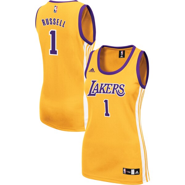 Camiseta D'Angelo Russell 1 Los Angeles Lakers Réplica Amarillo Mujer