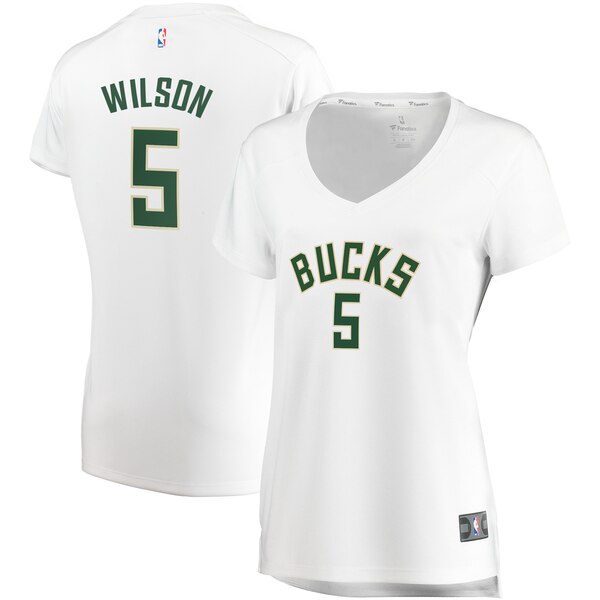 Camiseta D.J. Wilson 5 Milwaukee Bucks association edition Blanco Mujer