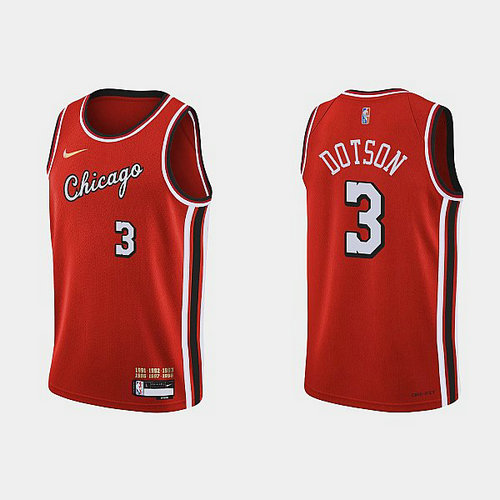 Camiseta DOTSON 3 Chicago Bulls 2022 75 aniversario edición de la ciudad rojo Hombre