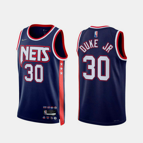 Camiseta DUKE JR 30 Brooklyn Nets 2022 75 aniversario edición de la ciudad Azul real Hombre