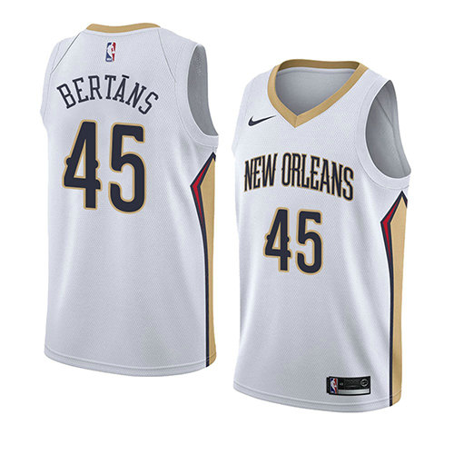 Camiseta Dairis Bertans 45 New Orleans Pelicans Association 2018 Blanco Hombre