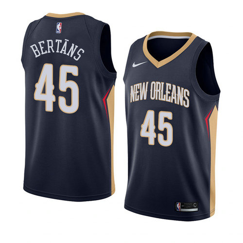 Camiseta Dairis Bertans 45 New Orleans Pelicans Icon 2018 Azul Hombre