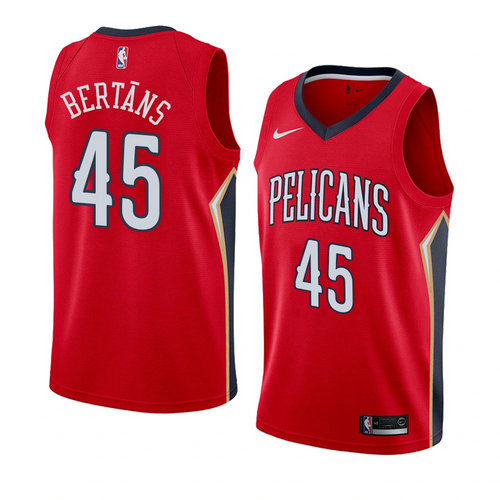 Camiseta Dairis Bertans 45 New Orleans Pelicans Statement 2018 Rojo Hombre