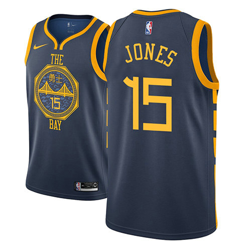 Camiseta Damian Jones 15 Golden State Warriors Ciudad 2018-19 Azul Hombre