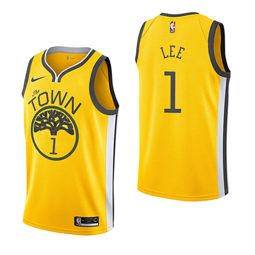 Camiseta Damion Lee 1 Golden State Warriors Earned 2018-19 Amarillo Hombre