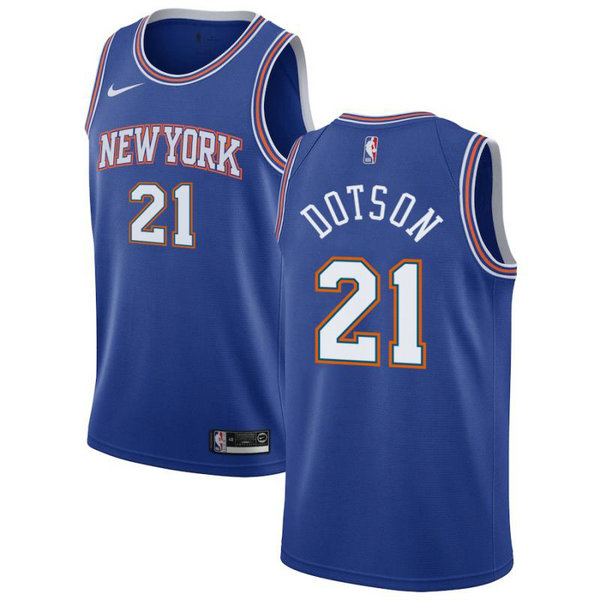 Camiseta Damyean Dotson 21 New York Knicks 2020-21 Temporada Statement Azul Hombre