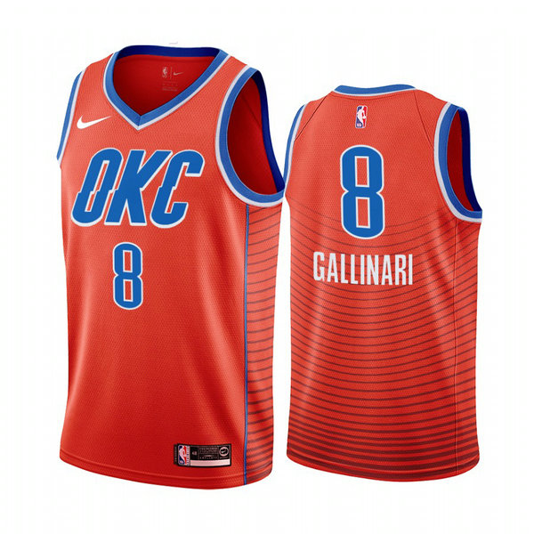 Camiseta Danilo Gallinari 8 Oklahoma City Thunder 2020-21 Temporada Statement Naranja Hombre