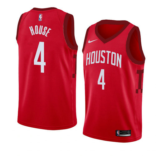 Camiseta Danuel House 4 Houston Rockets Earned 2018-19 Rojo Hombre