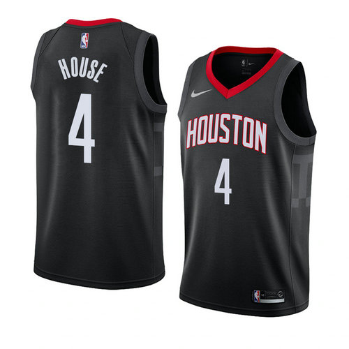 Camiseta Danuel House 4 Houston Rockets Statement 2018 Negro Hombre