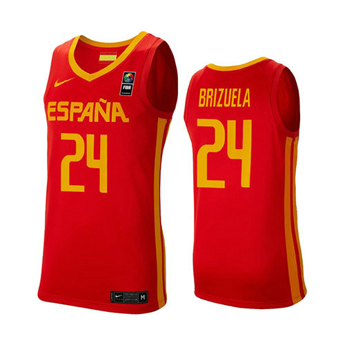 Camiseta Dario Brizuela 24 Espana 2019 FIBA Baketball World Cup Rojo Hombre