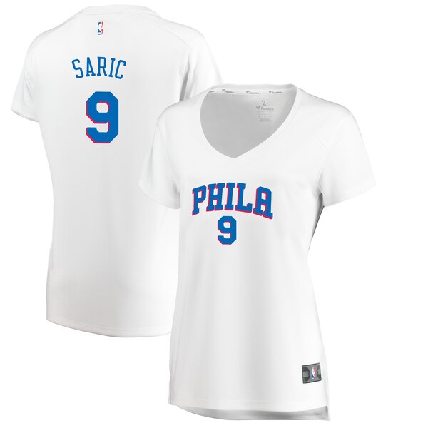 Camiseta Dario Saric 9 Philadelphia 76ers association edition Blanco Mujer