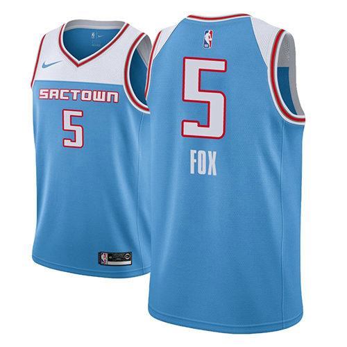 Camiseta De'aaron Fox 5 Sacramento Kings Ciudad 2018-19 Azul Hombre