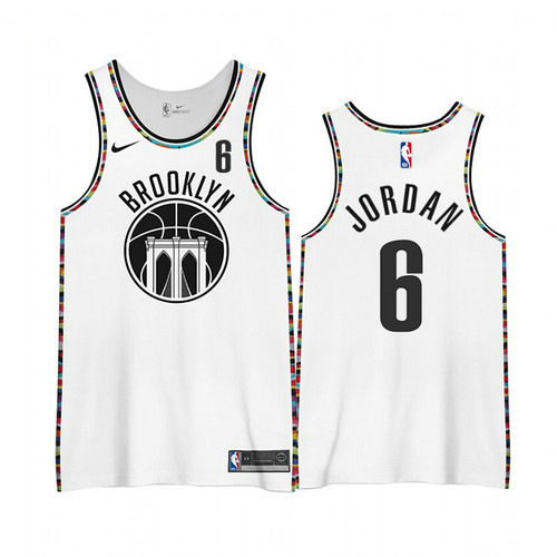 Camiseta DeAndre Jordan 6 Brooklyn Nets 2020-21 City Edition Blanco Hombre