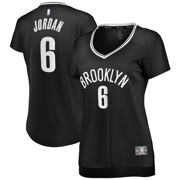 Camiseta DeAndre Jordan 6 Brooklyn Nets icon edition Negro Mujer