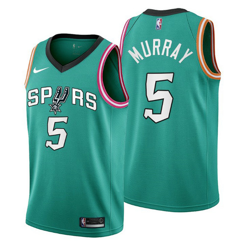 Camiseta Dejounte Murray 5 San Antonio Spurs 2022-2023 City Edition verde azulado Hombre