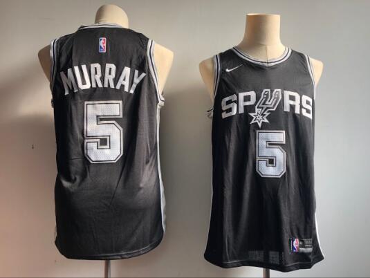 Camiseta Dejounte Murray 5 San Antonio Spurs Baloncesto Negro Hombre