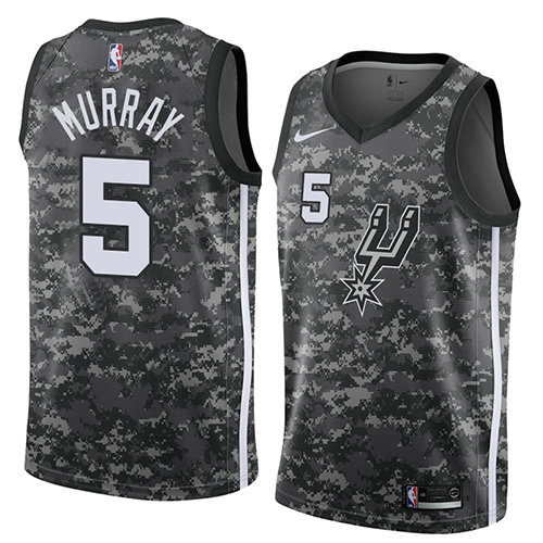 Camiseta Dejounte Murray 5 San Antonio Spurs Ciudad 2018 Gris Hombre