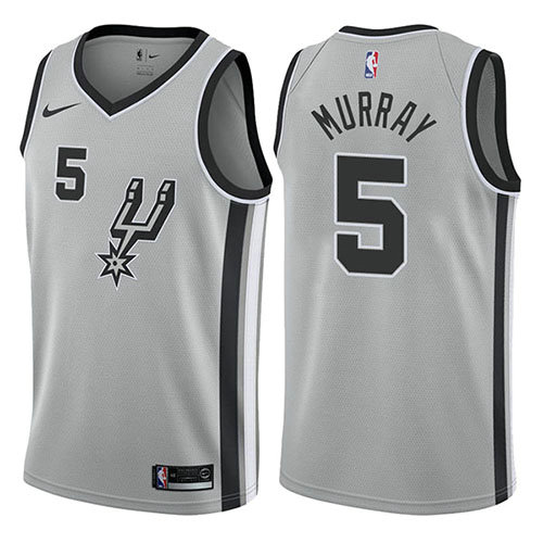 Camiseta Dejounte Murray 5 San Antonio Spurs Statement 2017-18 Gris Hombre