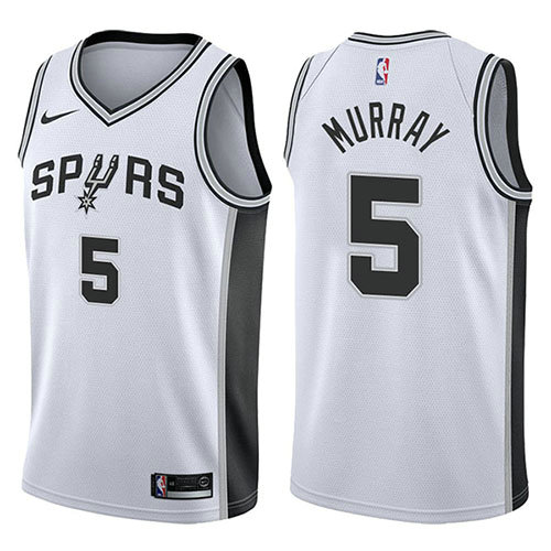 Camiseta Dejounte Murray 5 San Antonio Spurs Swingman Association 2017-18 Blanco Hombre