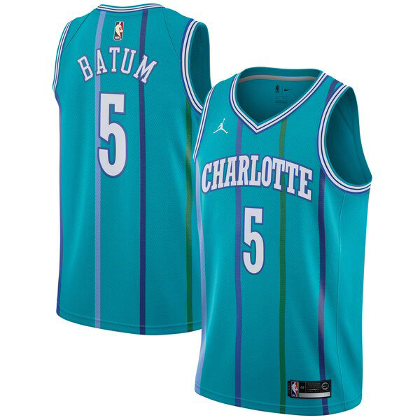 Camiseta Nicolas Batum 5 Charlotte Hornets adidas 2019-2020 Azul Hombre