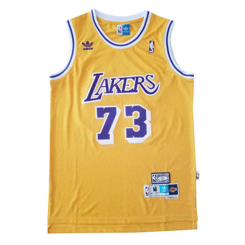 Camiseta Dennis Rodman 73 Los Angeles Lakers retro amarillo Hombre