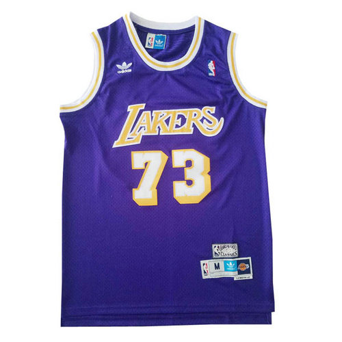 Camiseta Dennis Rodman 73 Los Angeles Lakers retro porpora Hombre