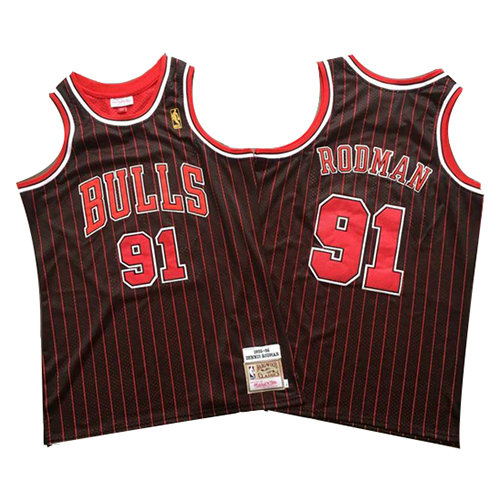 Camiseta Dennis Rodman 91 Chicago Bulls Mitchell & Ness Negro Hombre