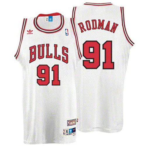 Camiseta Dennis Rodman 91 Chicago Bulls Retro Blanco Hombre