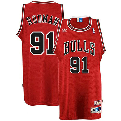 Camiseta Dennis Rodman 91 Chicago Bulls Retro Rojo Hombre