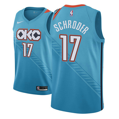 Camiseta Dennis Schroder 17 Oklahoma City Thunder Ciudad 2018-19 Azul Hombre