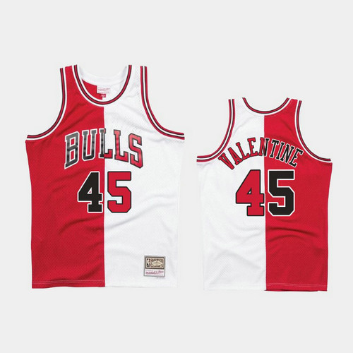 Camiseta Denzel Valentine 45 Chicago Bulls 1997-98 Split Two-Tone Rojo Hombre